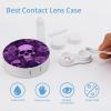 BWQJKUO Portable Round Purple Skulls And Roses Printed Contact Lens Case Is Stylish And Compact, Easy to Carry And Protects Lenses. view 3