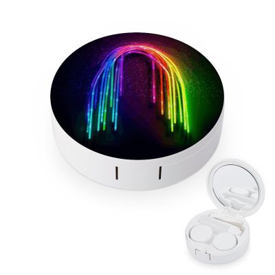 BWQJKUO Portable Round Rainbow Neon Printed Contact Lens Case Is Stylish And Compact, Easy to Carry And Protects Lenses.