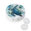 BWQJKUO Portable Round Sea Turtle-Blue Printed Contact Lens Case Is Stylish And Compact, Easy to Carry And Protects Lenses. view 1