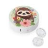 BWQJKUO Portable Round Sloth And Flowers Printed Contact Lens Case Is Stylish And Compact, Easy to Carry And Protects Lenses. view 1