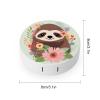 BWQJKUO Portable Round Sloth And Flowers Printed Contact Lens Case Is Stylish And Compact, Easy to Carry And Protects Lenses. view 2