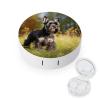 BWQJKUO Portable Round Schnauzer Dog on The Grass Printed Contact Lens Case Is Stylish And Compact, Easy to Carry And Protects Lenses. view 1