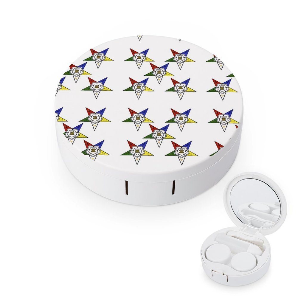 BWQJKUO Portable Round Stars Eastern Stars Printed Contact Lens Case Is Stylish And Compact, Easy to Carry And Protects Lenses.