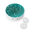BWQJKUO Portable Round Turquoise Glitter Printed Contact Lens Case Is Stylish And Compact, Easy to Carry And Protects Lenses. view 1