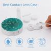 BWQJKUO Portable Round Turquoise Glitter Printed Contact Lens Case Is Stylish And Compact, Easy to Carry And Protects Lenses. view 3