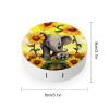 BWQJKUO Portable Round Elephant Sunflowers Printed Contact Lens Case Is Stylish And Compact, Easy to Carry And Protects Lenses. view 2