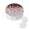BWQJKUO Portable Round Pink Flamingos Printed Contact Lens Case Is Stylish And Compact, Easy to Carry And Protects Lenses. view 1