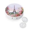 BWQJKUO Portable Round Paris Eiffel Tower with Flowers Printed Contact Lens Case Is Stylish And Compact, Easy to Carry And Protects Lenses. view 1