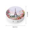 BWQJKUO Portable Round Paris Eiffel Tower with Flowers Printed Contact Lens Case Is Stylish And Compact, Easy to Carry And Protects Lenses. view 2