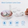 BWQJKUO Portable Round Paris Eiffel Tower with Flowers Printed Contact Lens Case Is Stylish And Compact, Easy to Carry And Protects Lenses. view 3