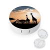 BWQJKUO Portable Round Silhouette of Giraffes on Grass Printed Contact Lens Case Is Stylish And Compact, Easy to Carry And Protects Lenses. view 1