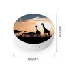 BWQJKUO Portable Round Silhouette of Giraffes on Grass Printed Contact Lens Case Is Stylish And Compact, Easy to Carry And Protects Lenses. view 2