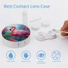 BWQJKUO Portable Round Painted Flamingo Printed Contact Lens Case Is Stylish And Compact, Easy to Carry And Protects Lenses. view 3