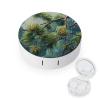 BWQJKUO Portable Round Pine Tree Raindrops Printed Contact Lens Case Is Stylish And Compact, Easy to Carry And Protects Lenses. view 1