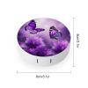 BWQJKUO Portable Round Purple Flower Butterflies Printed Contact Lens Case Is Stylish And Compact, Easy to Carry And Protects Lenses. view 2