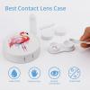 BWQJKUO Portable Round Pink Flamingo Watercolor Printed Contact Lens Case Is Stylish And Compact, Easy to Carry And Protects Lenses. view 3