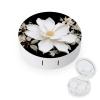 BWQJKUO Portable Round White Floral Printed Contact Lens Case Is Stylish And Compact, Easy to Carry And Protects Lenses. view 1
