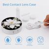 BWQJKUO Portable Round White Floral Printed Contact Lens Case Is Stylish And Compact, Easy to Carry And Protects Lenses. view 3