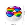 BWQJKUO Portable Round Rainbow Colored Gay Pride Hearts Printed Contact Lens Case Is Stylish And Compact, Easy to Carry And Protects Lenses. view 2