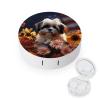 BWQJKUO Portable Round Shih Tzu Dog And Flowers Printed Contact Lens Case Is Stylish And Compact, Easy to Carry And Protects Lenses. view 1