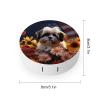 BWQJKUO Portable Round Shih Tzu Dog And Flowers Printed Contact Lens Case Is Stylish And Compact, Easy to Carry And Protects Lenses. view 2