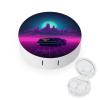 BWQJKUO Portable Round Retrowave Pictures Printed Contact Lens Case Is Stylish And Compact, Easy to Carry And Protects Lenses. view 1