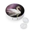 BWQJKUO Portable Round White Swan Printed Contact Lens Case Is Stylish And Compact, Easy to Carry And Protects Lenses. view 1