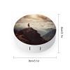 BWQJKUO Portable Round Woman on A Top Mountain Printed Contact Lens Case Is Stylish And Compact, Easy to Carry And Protects Lenses. view 2