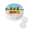 BWQJKUO Portable Round Seaside Beach Yellow Geometric Pineapple Printed Contact Lens Case Is Stylish And Compact, Easy to Carry And Protects Lenses. view 1