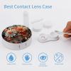 BWQJKUO Portable Round Orange Flowers Printed Contact Lens Case Is Stylish And Compact, Easy to Carry And Protects Lenses. view 3