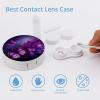 BWQJKUO Portable Round Purple Butterflies Printed Contact Lens Case Is Stylish And Compact, Easy to Carry And Protects Lenses. view 3
