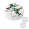 BWQJKUO Portable Round Teal Birds Musical Note Printed Contact Lens Case Is Stylish And Compact, Easy to Carry And Protects Lenses. view 1