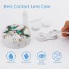 BWQJKUO Portable Round Teal Birds Musical Note Printed Contact Lens Case Is Stylish And Compact, Easy to Carry And Protects Lenses. view 3