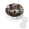 BWQJKUO Portable Round Lmage of Wolf in The Snow Printed Contact Lens Case Is Stylish And Compact, Easy to Carry And Protects Lenses. view 1
