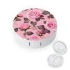 BWQJKUO Portable Round Pretty Pink Roses Printed Contact Lens Case Is Stylish And Compact, Easy to Carry And Protects Lenses. view 1