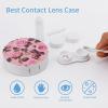 BWQJKUO Portable Round Pretty Pink Roses Printed Contact Lens Case Is Stylish And Compact, Easy to Carry And Protects Lenses. view 3