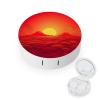 BWQJKUO Portable Round Red Sunrise Printed Contact Lens Case Is Stylish And Compact, Easy to Carry And Protects Lenses. view 1