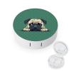 BWQJKUO Portable Round Pug Green Polka Dot Printed Contact Lens Case Is Stylish And Compact, Easy to Carry And Protects Lenses. view 1