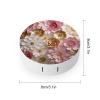 BWQJKUO Portable Round Pink White Gold Flowers Printed Contact Lens Case Is Stylish And Compact, Easy to Carry And Protects Lenses. view 2