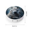 BWQJKUO Portable Round Wolf Sitting in The Snow Printed Contact Lens Case Is Stylish And Compact, Easy to Carry And Protects Lenses. view 2