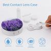 BWQJKUO Portable Round Purple Lavender Printed Contact Lens Case Is Stylish And Compact, Easy to Carry And Protects Lenses. view 3