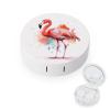 BWQJKUO Portable Round Watercolor Flamingo Printed Contact Lens Case Is Stylish And Compact, Easy to Carry And Protects Lenses. view 1