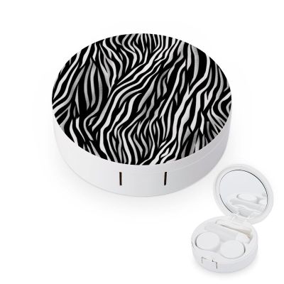 BWQJKUO Portable Round Zebra Print Printed Contact Lens Case Is Stylish And Compact, Easy to Carry And Protects Lenses.