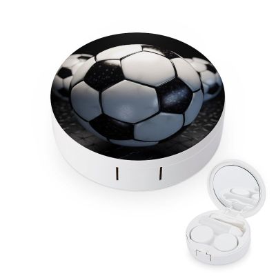BWQJKUO Portable Round Soccer Ball Printed Contact Lens Case Is Stylish And Compact, Easy to Carry And Protects Lenses.