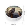 BWQJKUO Portable Round Owl Sitting Tree Fence Printed Contact Lens Case Is Stylish And Compact, Easy to Carry And Protects Lenses. view 2