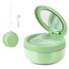 2-in-1 Retainer Cleaner Case with Mirror & Strainer, Portable Aligner Bath Soaking Cup for Travel, Cute Orthodontic Storage Box for Mouth Guard, Night Guard & False Teeth, Green view 1