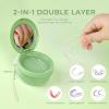 2-in-1 Retainer Cleaner Case with Mirror & Strainer, Portable Aligner Bath Soaking Cup for Travel, Cute Orthodontic Storage Box for Mouth Guard, Night Guard & False Teeth, Green view 3