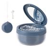 Denture Case, 2-in-1 Retainer Cleaner Case with Mirror & Strainer, Portable Aligner Bath Soaking Cup for Travel, Cute Orthodontic Storage Box for Mouth Guard, Night Guard & False Teeth, Blue view 1