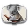 Portable Pill Organizer Koala and Butterfly Small Pill Box 2 Compartment Medicine Vitamin Organizer Travel Medicine Organizer with Mirror & Button Closure Cute Medication Case for Purse view 1