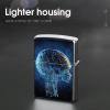 Artificial Intelligence Brain Lighter Case Double-Sided Graffiti Lighter Holder - Metal Lighters Protective Cover, Universal Fit for Standard Lighters, Stylish Gift for Men & Women view 4